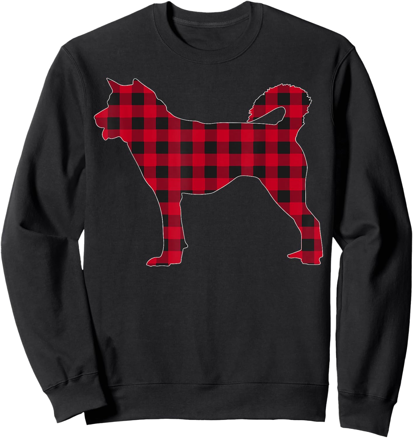 Red Plaid Siberian Husky Dog Lover Family Christmas Pajama Men Women Kids Sweatshirt - Sweatshirt | Black
