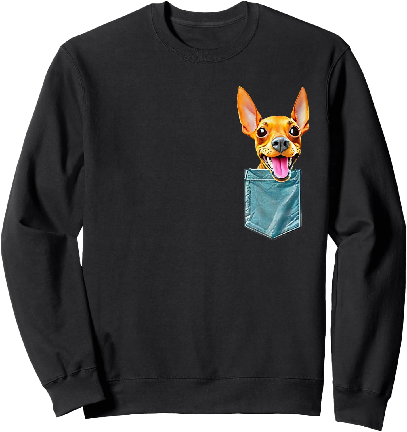 Minpin in pocket miniature pinscher min pin puppy dog mom da Sweatshirt - Sweatshirt | Black