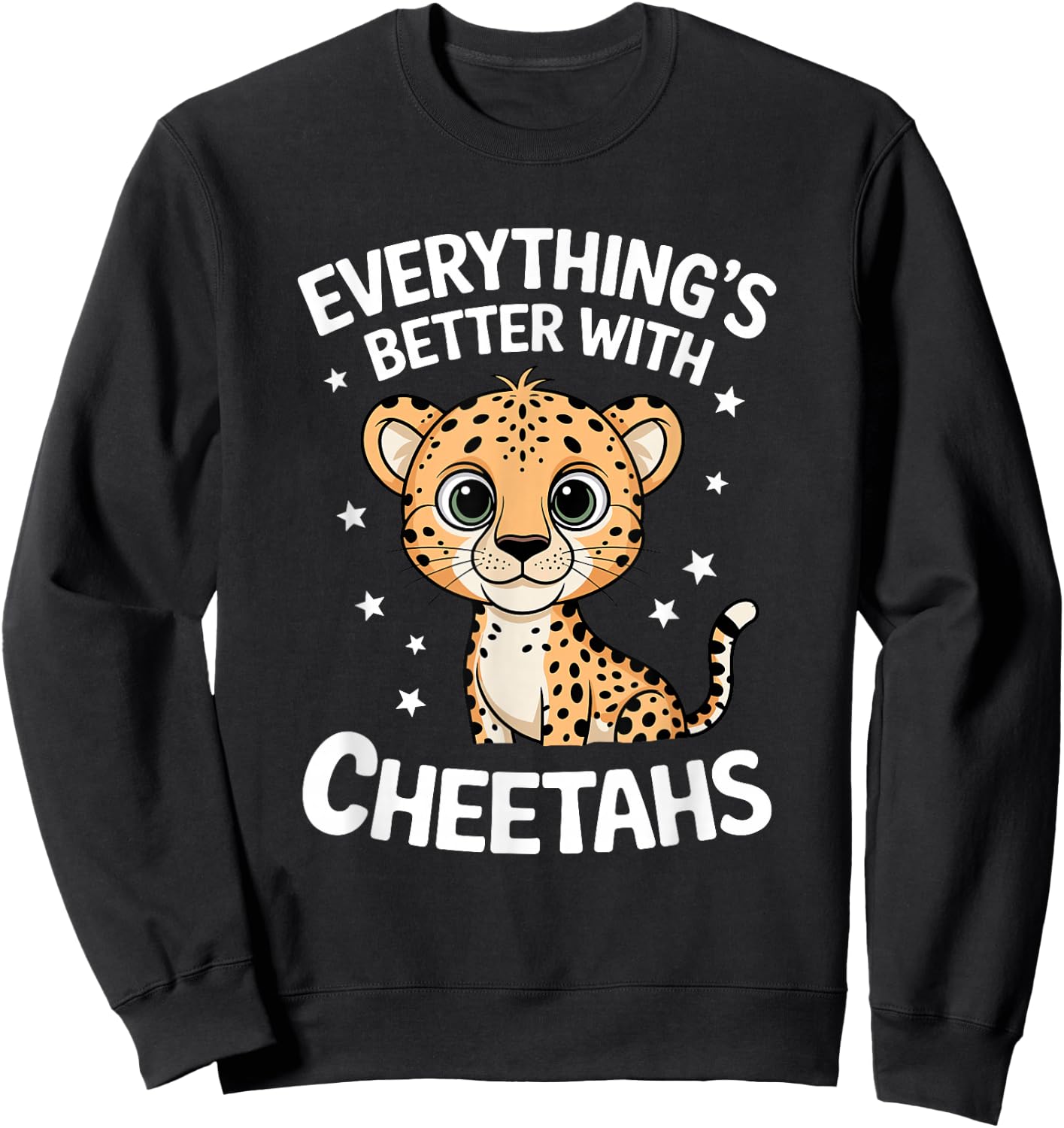 Cute Cheetah Lover Adults or Kids Boys Girls Cheetahs Sweatshirt - Sweatshirt | Black