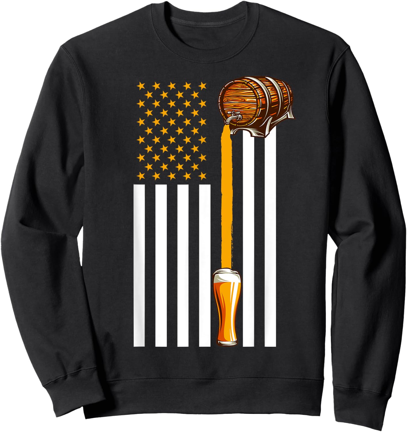 Funny Beer American Flag USA Patriotic 4th July Men Sweatshirt - Sweatshirt | Black