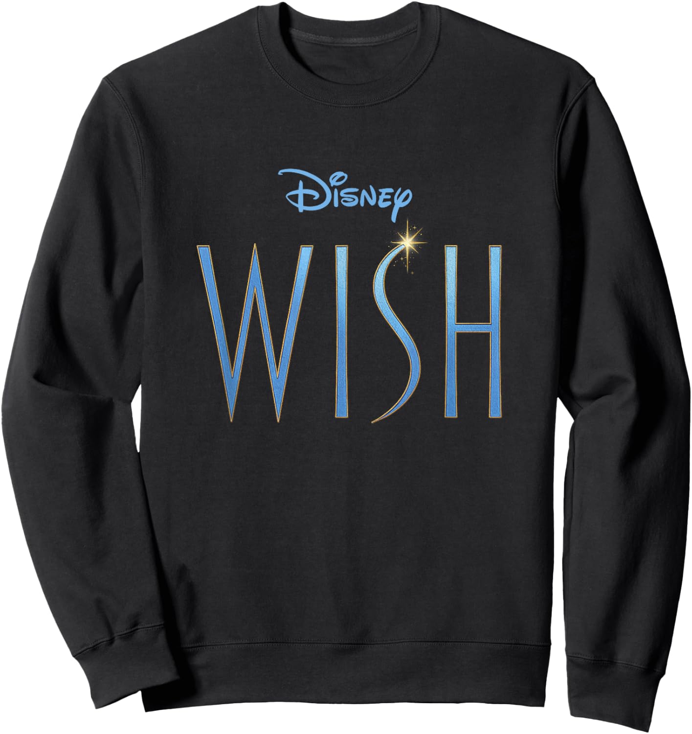 Disney Wish Blue Sparkle Title Movie Logo Sweatshirt - Sweatshirt | Black