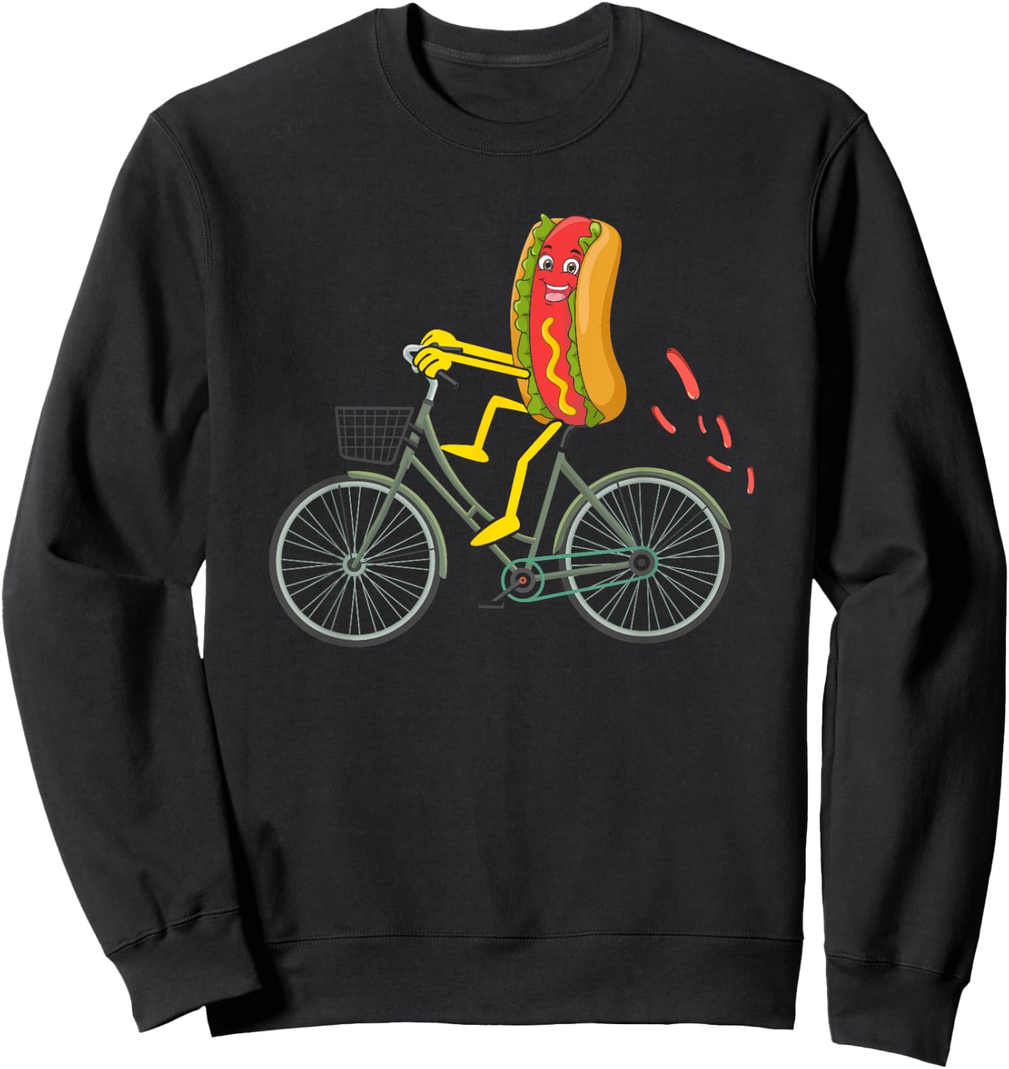 Hot Dog riding Bike Bicycle Cycling Cyclist Wiener Love Men Women Sweatshirt - Sweatshirt | Black