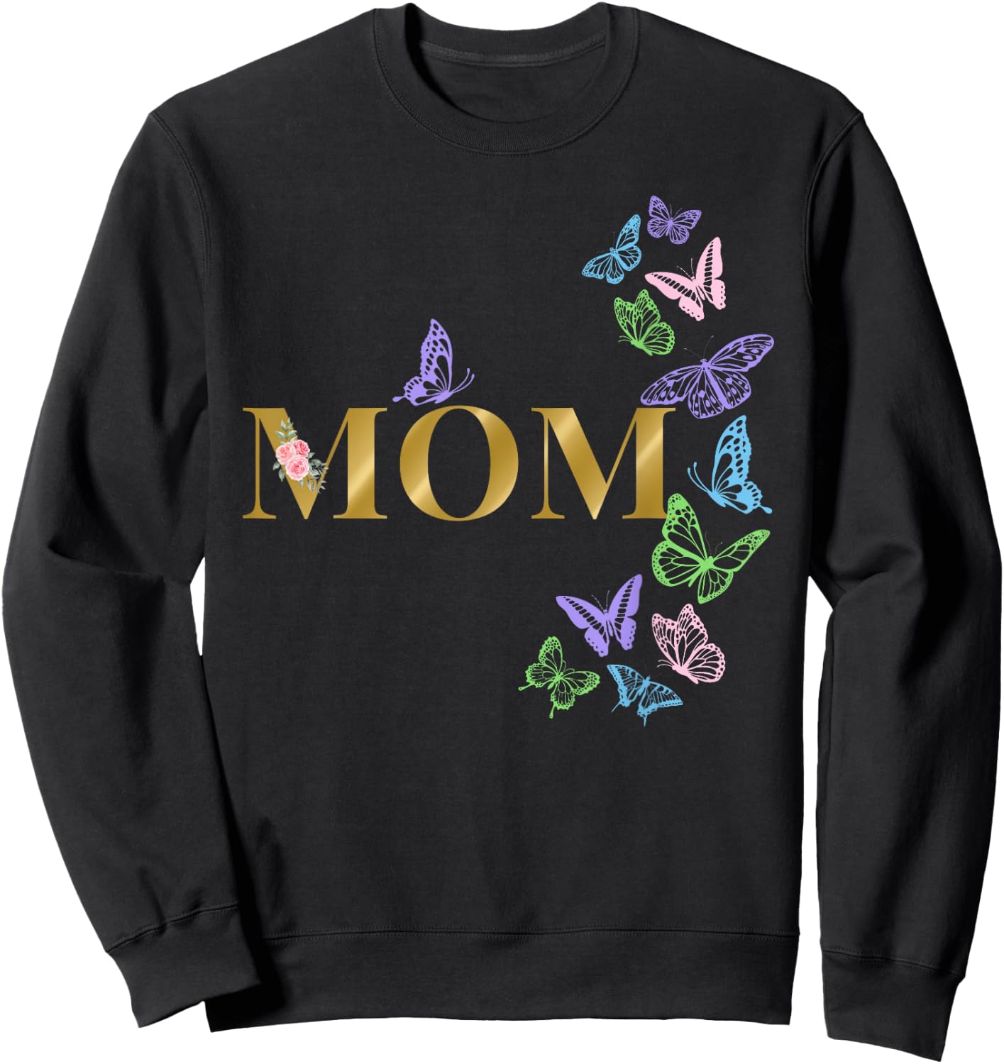 Mom of The Birthday Girl Butterfly Party Matching Family Sweatshirt - Sweatshirt | Black