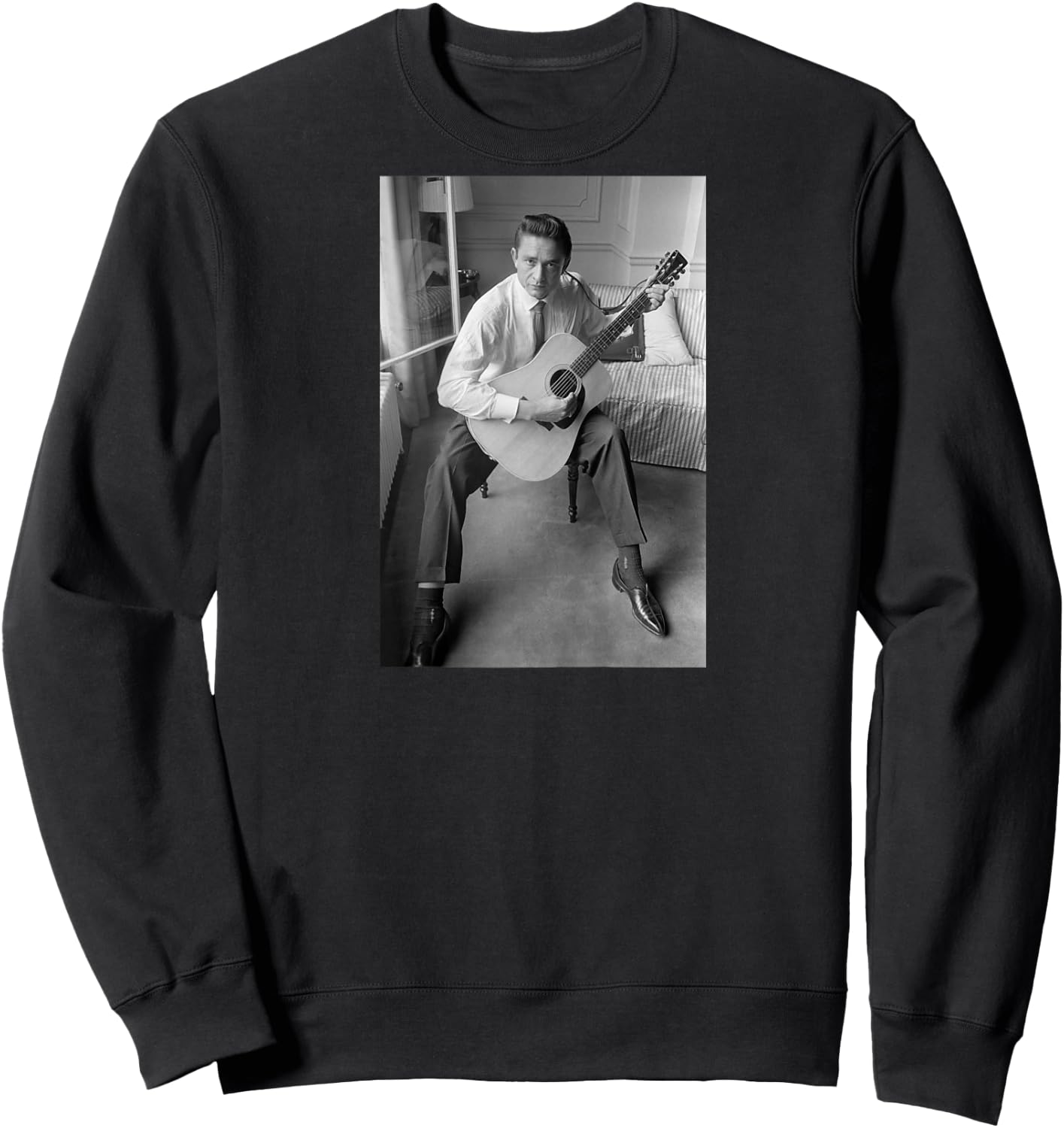 Singer Johnny Cash I Walk The Line Ring of Fire 1959 Raglan Baseball Sweatshirt - Sweatshirt | Black