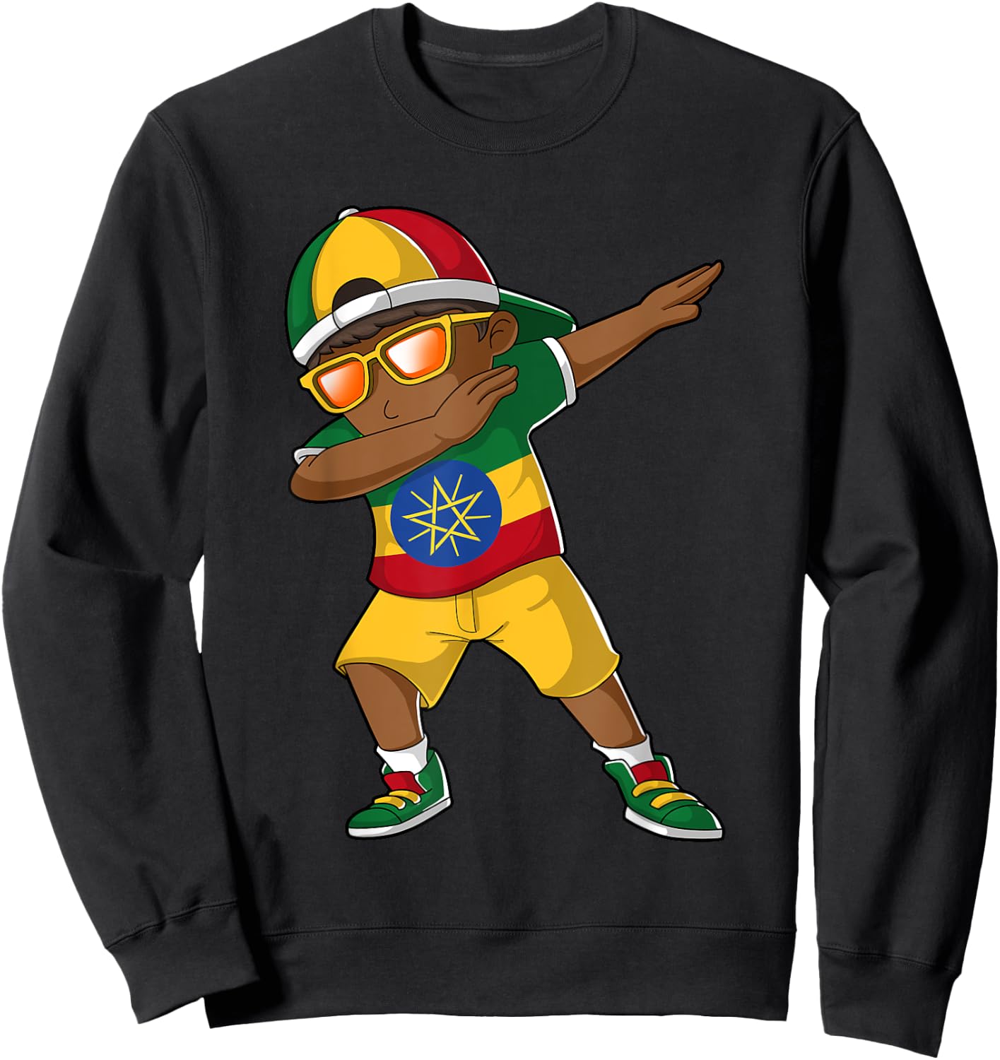 Ethiopian Boy Ethiopia Kid Patriotism Roots Heritage Sweatshirt - Sweatshirt | Black
