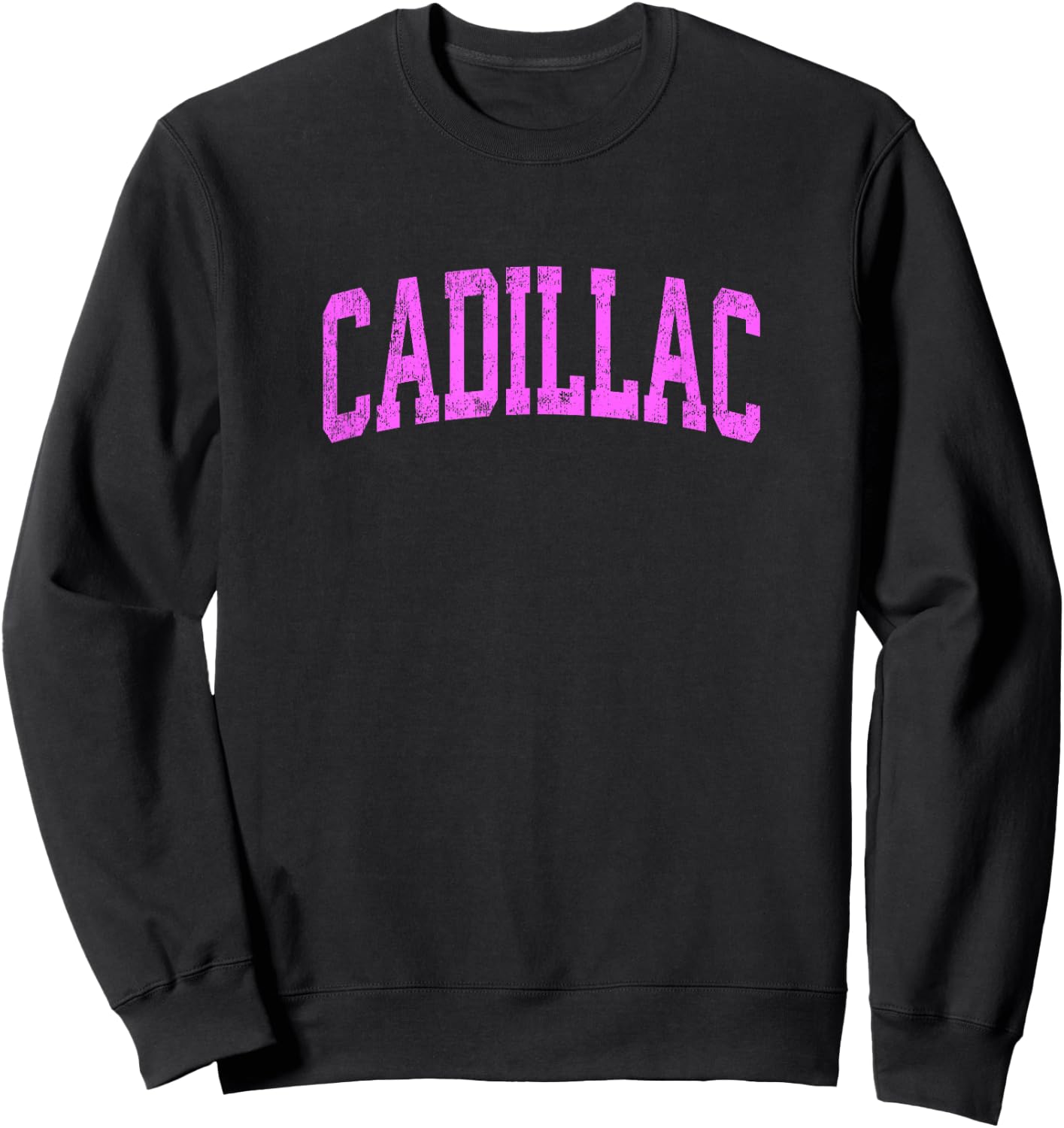 Cadillac Michigan MI Vintage Athletic Sports Pink Design Sweatshirt - Sweatshirt | Black