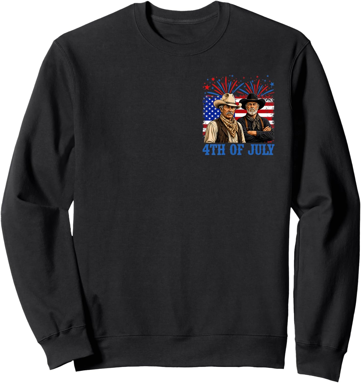 Western Cowboy Biscuits Freedom Fourth of July (2 Sided) Sweatshirt - Sweatshirt | Black