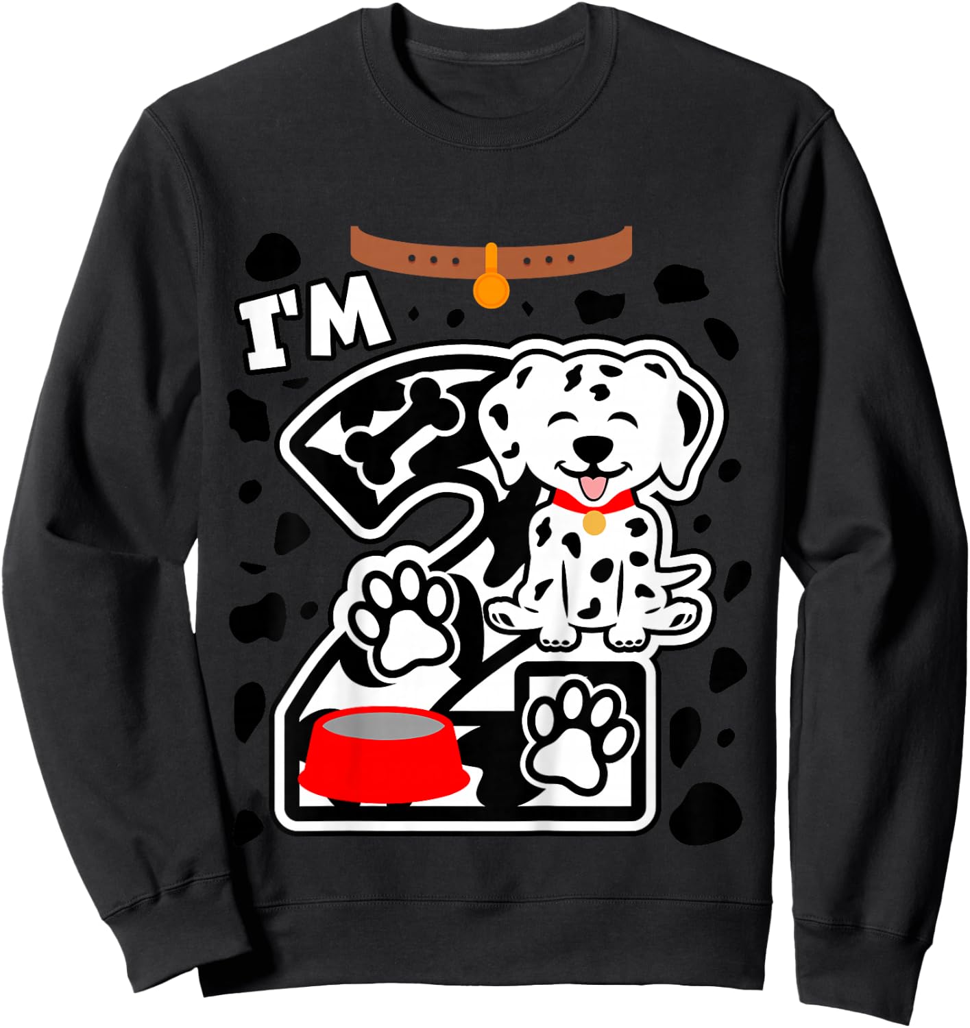 2nd Birthday Dalmatian Dog 2 Year Old Birthday Girls Boys Sweatshirt - Sweatshirt | Black