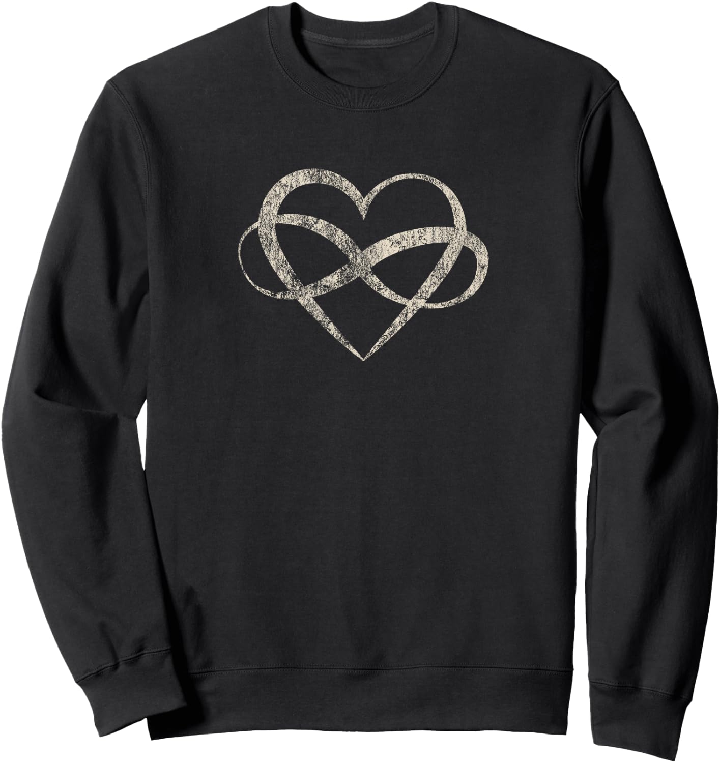 Infinite Love Infinity Heart Polyamory Vintage Aged T Shirt Sweatshirt - Sweatshirt | Black