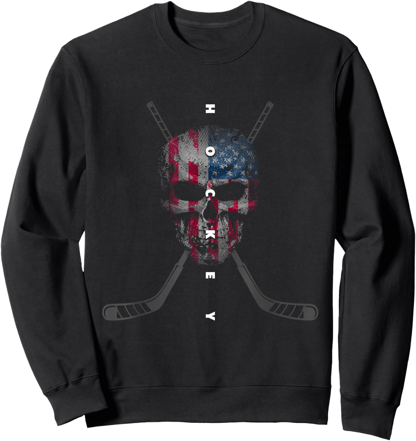 American Flag Skull Hockey Apparel - Hockey Kids Men Sweatshirt - Sweatshirt | Black