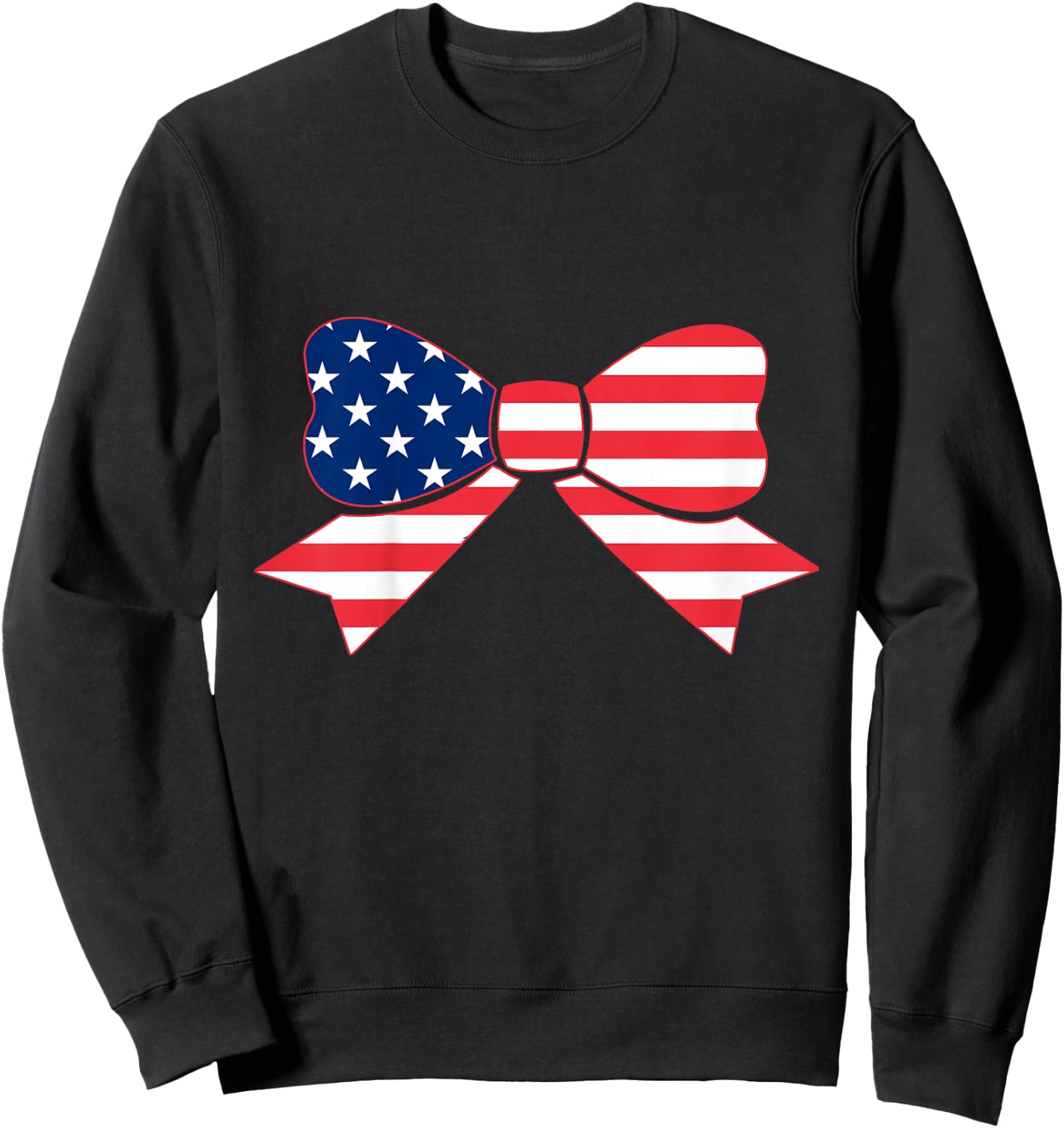 Flag Bow Girls 4th of July Toddler Stars and Stripes Baby Sweatshirt - Sweatshirt | Black