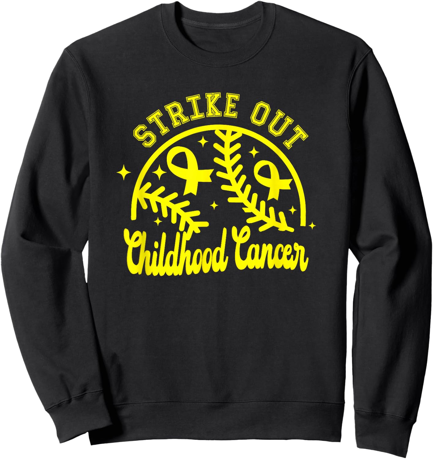 Childhood Cancer Warrior Strike Out Cancer Baseball Gameday Sweatshirt - Sweatshirt | Black