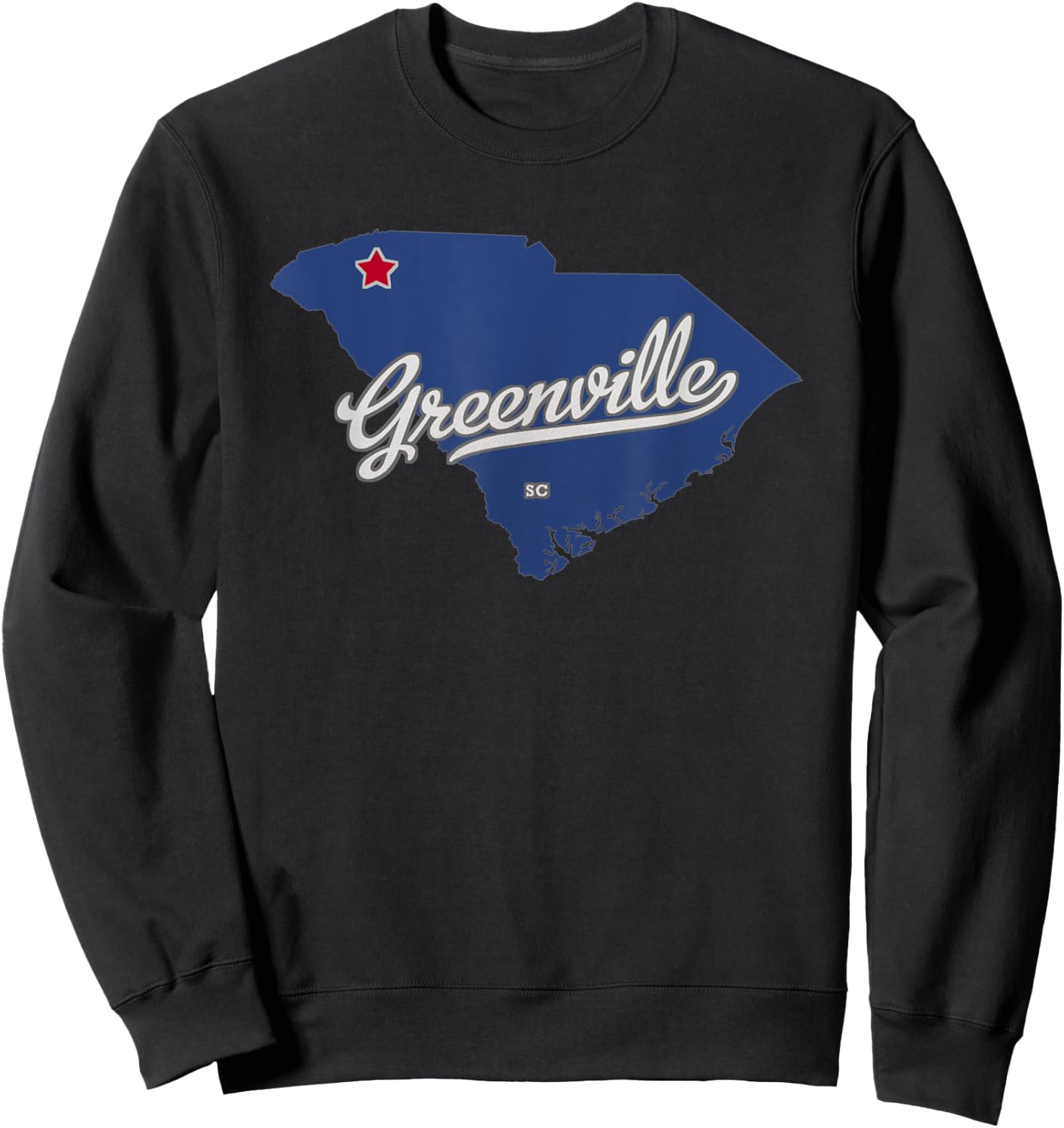 Greenville South Carolina SC Map Sweatshirt - Sweatshirt | Black