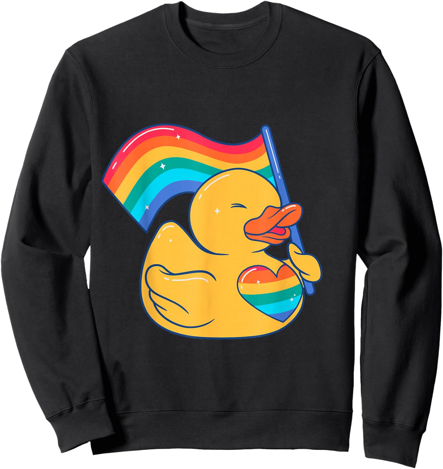 Rainbow Flag Rubber with Heart Style LGBT Gay Pride , Black, S Sweatshirt - Sweatshirt | Black