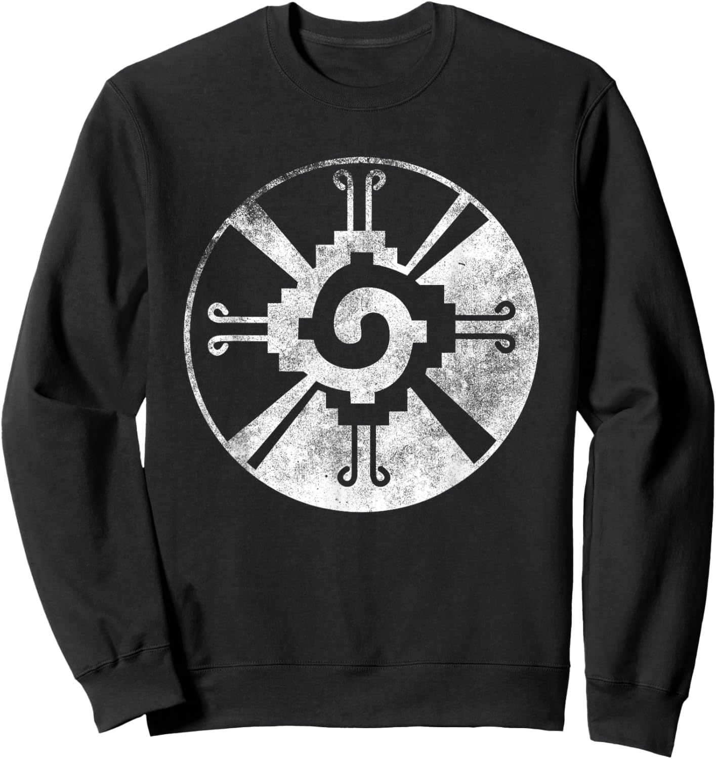 Hunab Ku Mayan God Symbol Civilization Distressed T Shirt Sweatshirt - Sweatshirt | Black