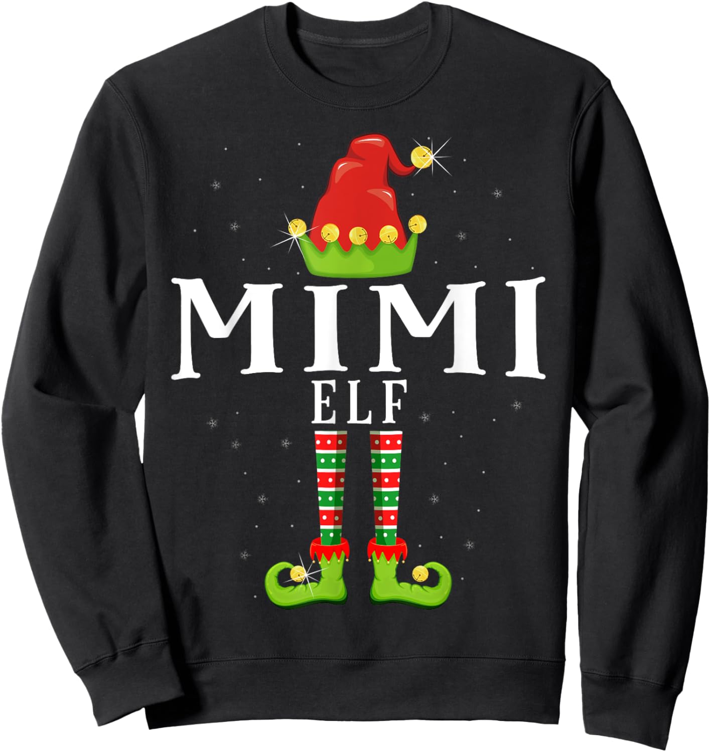 Mimi Elf Christmas Matching Xmas Pajama Sweatshirt - Sweatshirt | Black