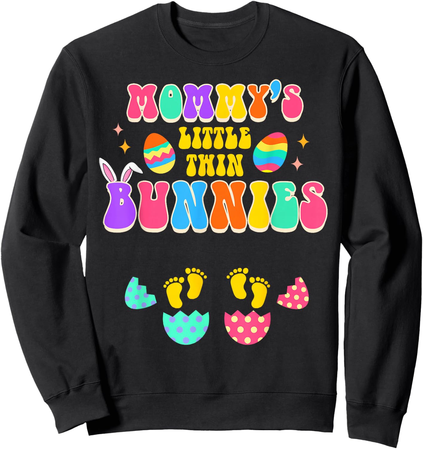 Easter Twin Mom Pregnancy Mommy's Little Twin Bunnies Sweatshirt - Sweatshirt | Black