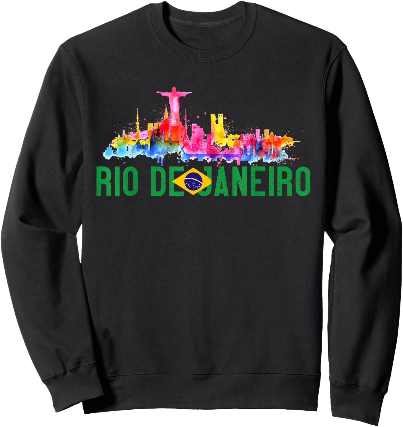 Rio De Janeiro Sugarloaf Mountain Christ The Redeemer Statue Sweatshirt - Sweatshirt | Black