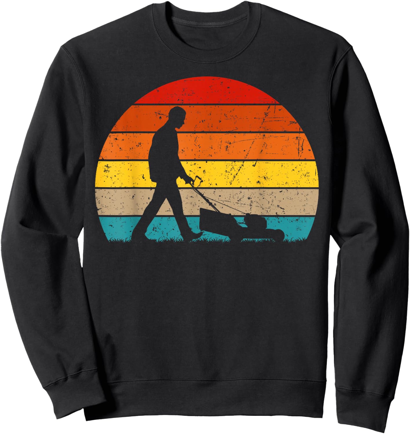 Cool Vintage Landscaper Art Dad Lawn Mower Lawn Care Sweatshirt - Sweatshirt | Black