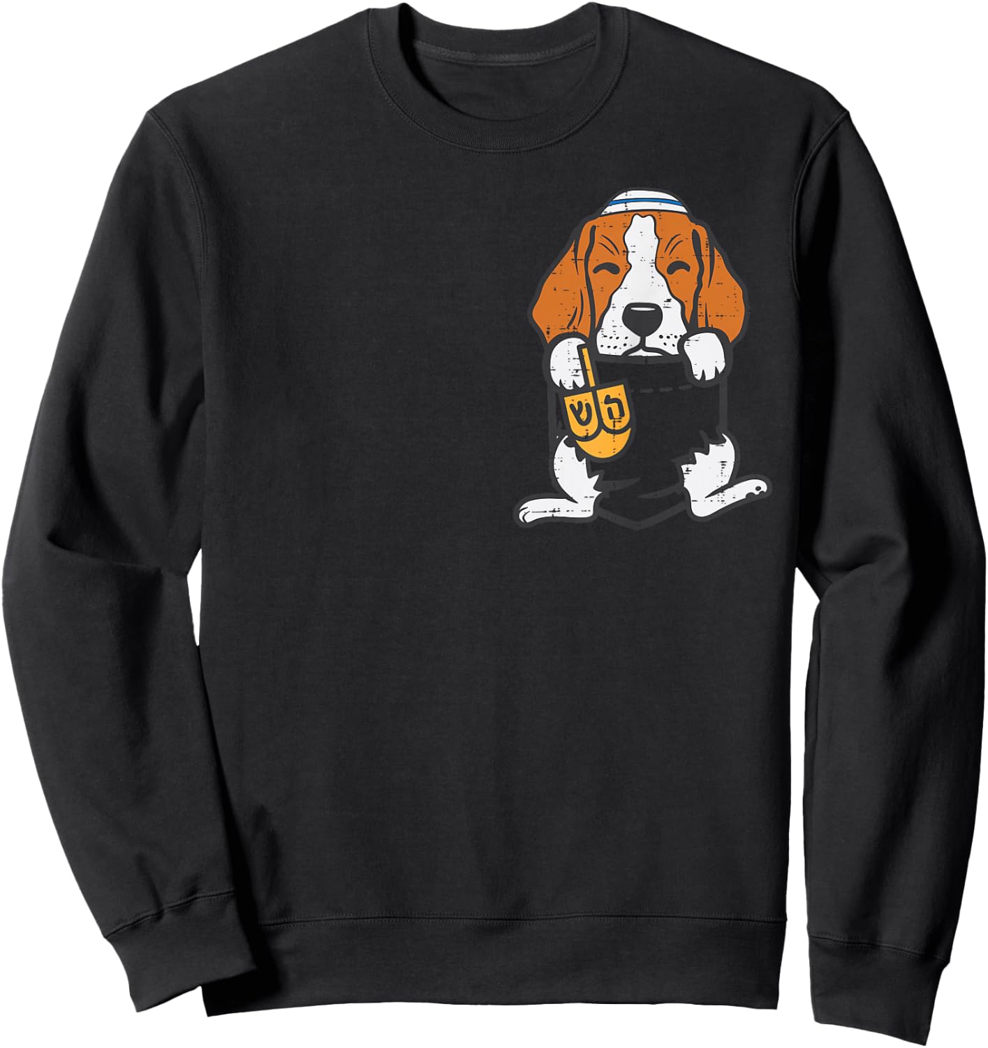 Jewish Pocket Dog Beagle Hanukkah Pajamas Chanukah PJs Women Sweatshirt - Sweatshirt | Black