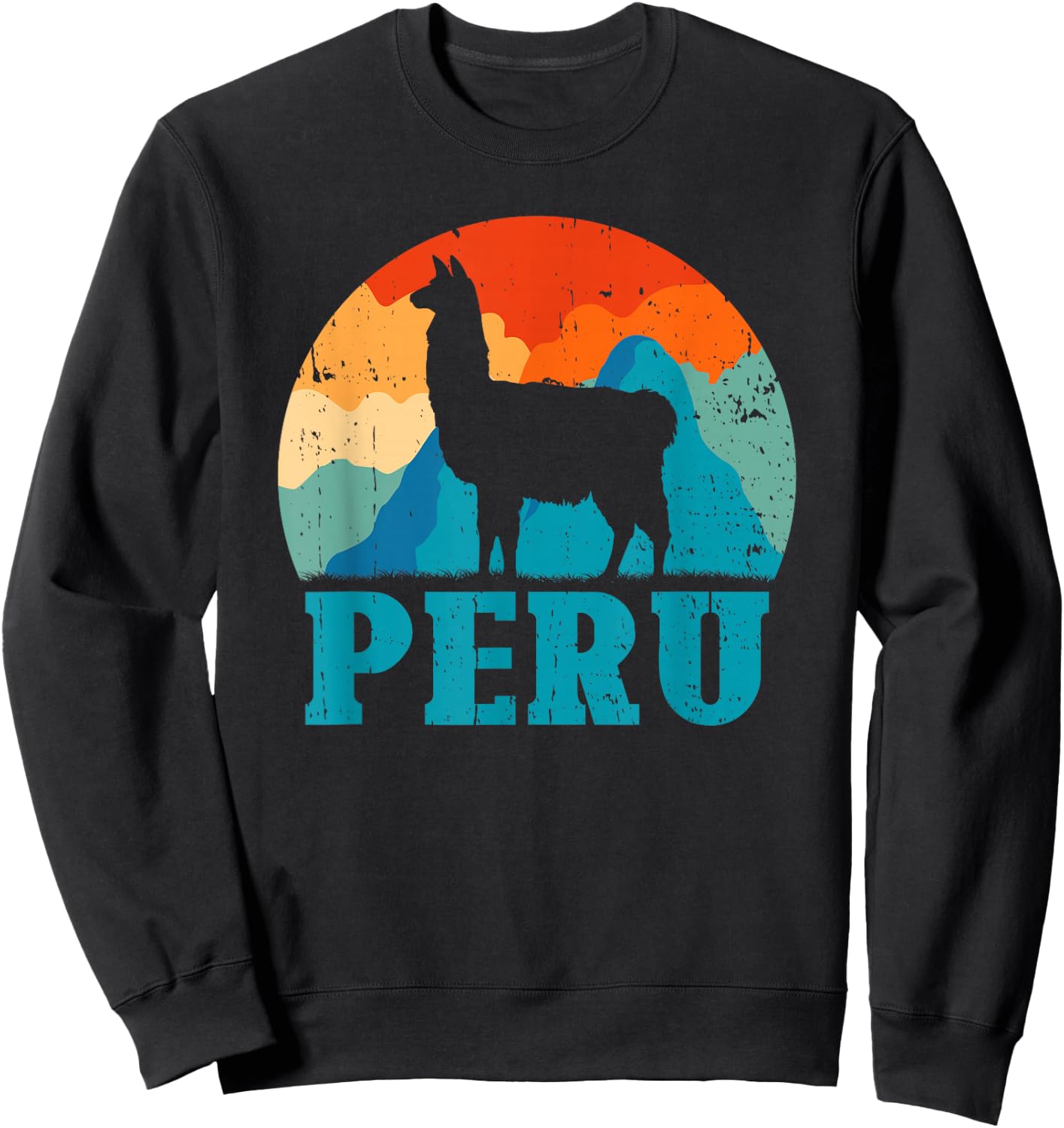 Peru Alpaca Retro Peruvian Llama Sweatshirt - Sweatshirt | Black