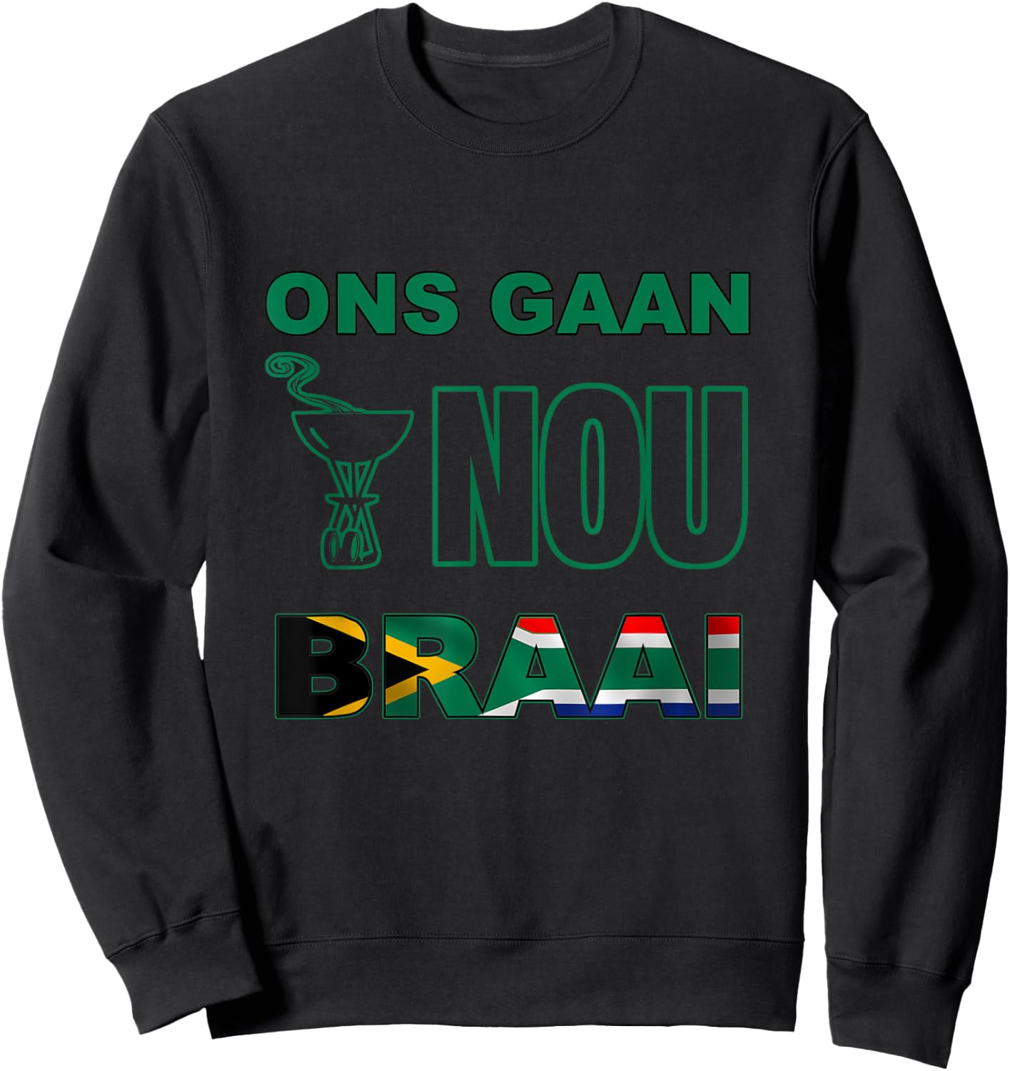 Funny South African braai shirt. Rugby fan SA flag Sweatshirt - Sweatshirt | Black