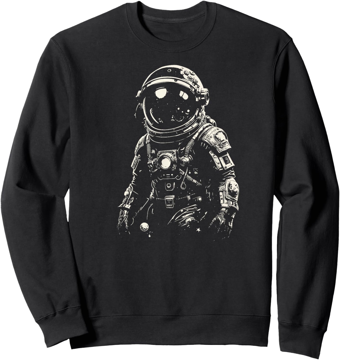 Vintage Black & White Astronaut - Retro Aesthetics Space Sweatshirt - Sweatshirt | Black