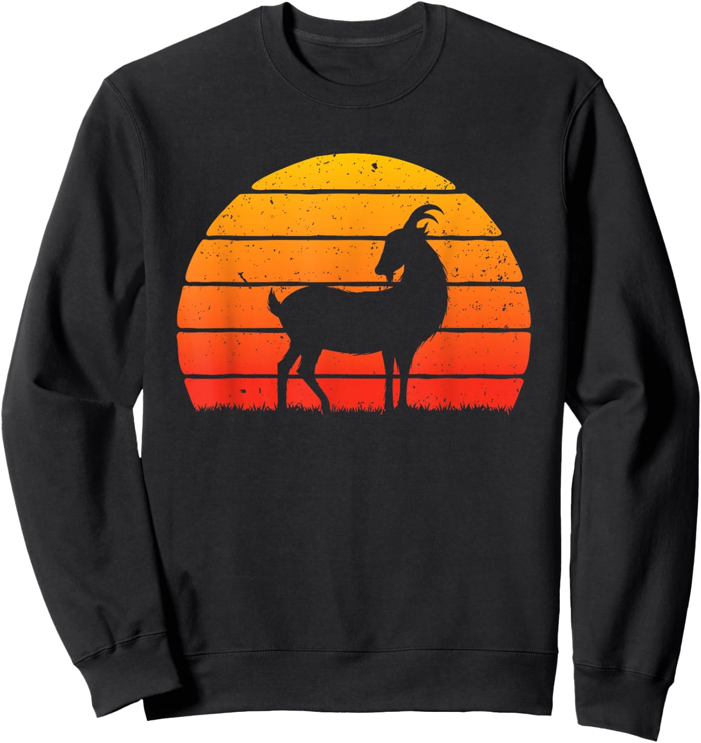 Retro Sunset Goat - Farm Animal Lover Farming Farm Rancher Sweatshirt - Sweatshirt | Black