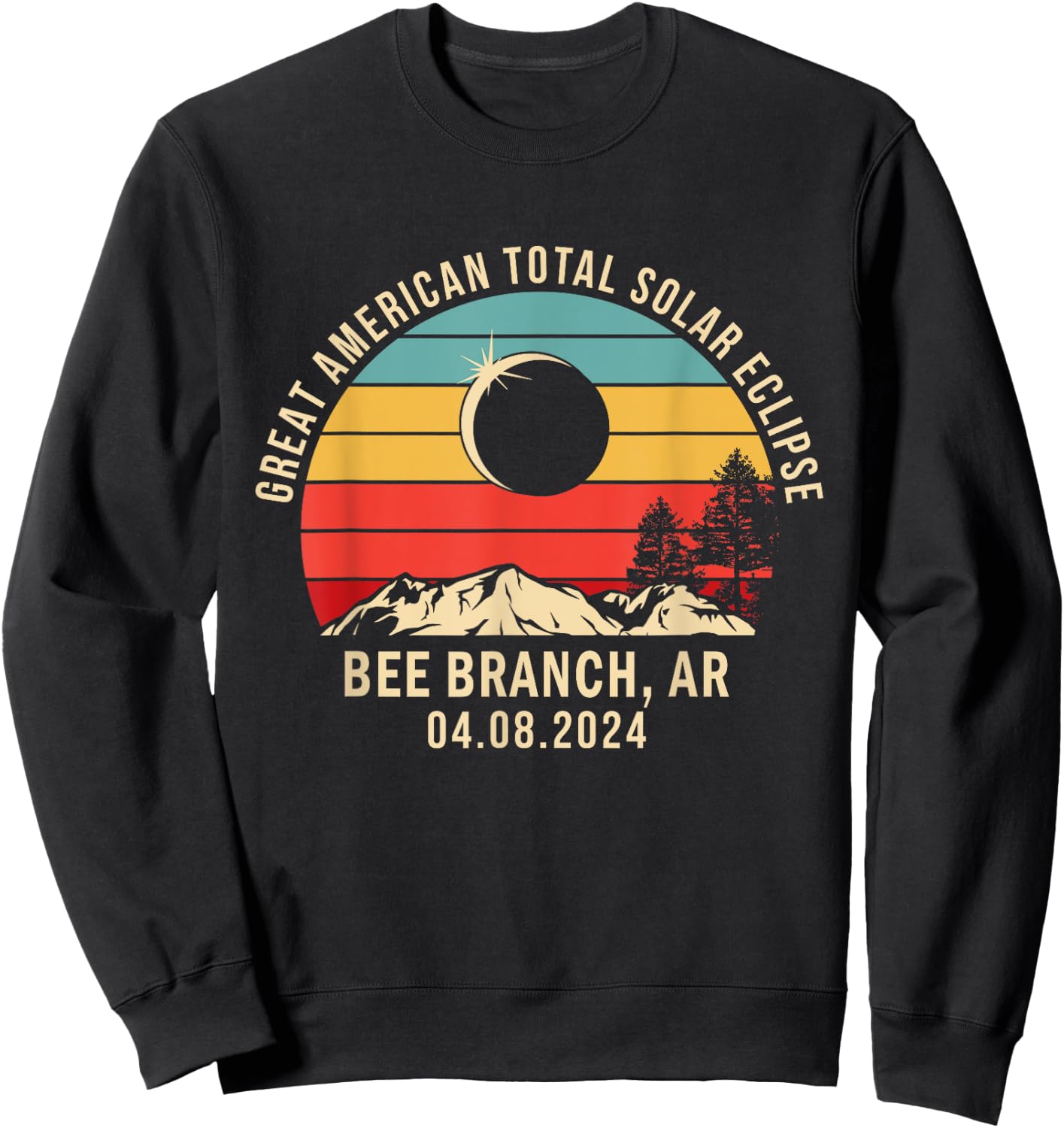Bee Branch, AR Arkansas Total Solar Eclipse 2024 Sweatshirt - Sweatshirt | Black