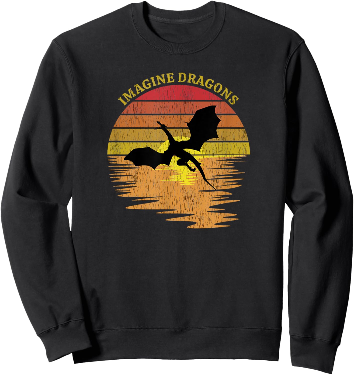 Imagine Magical and Mythical Fantasy Dragons In Sunset Sweatshirt - Sweatshirt | Black