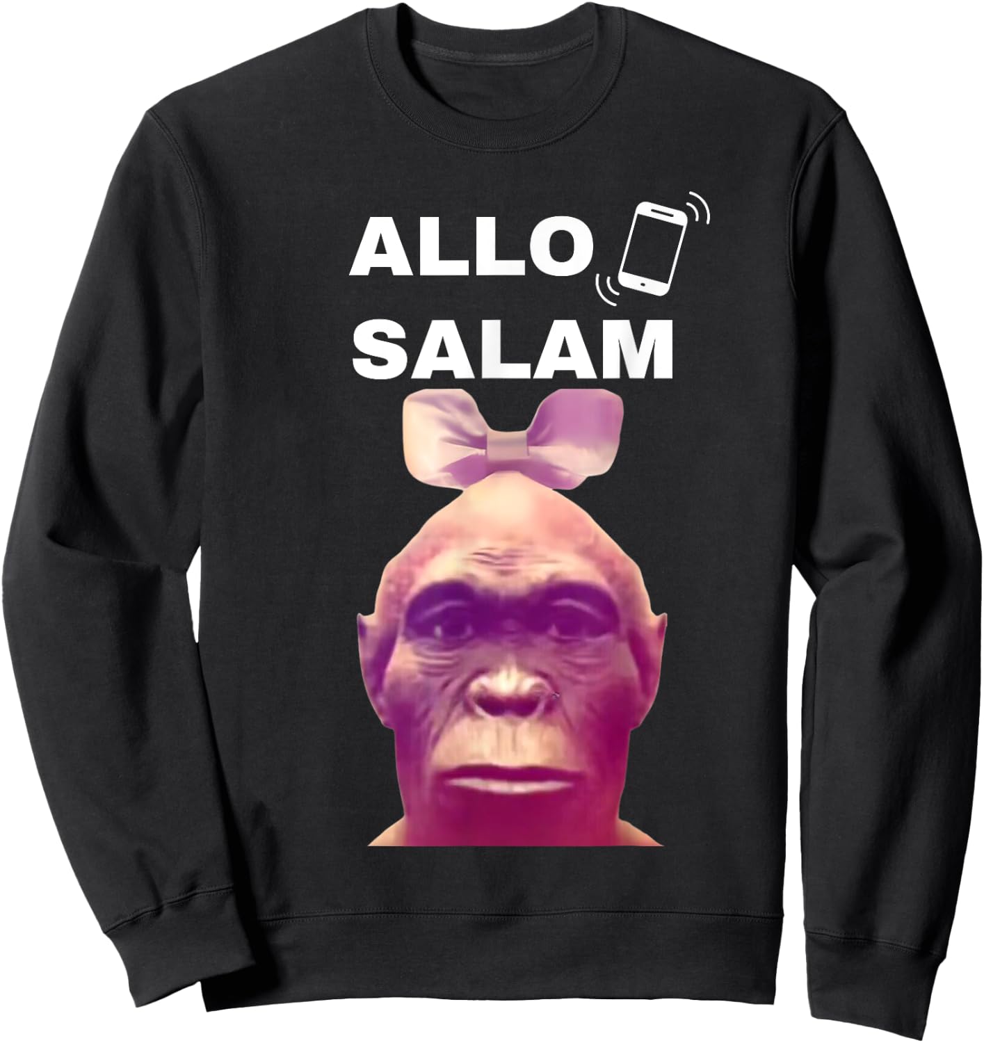 Allo salam same monkey for college students salem bassem Sweatshirt - Sweatshirt | Black