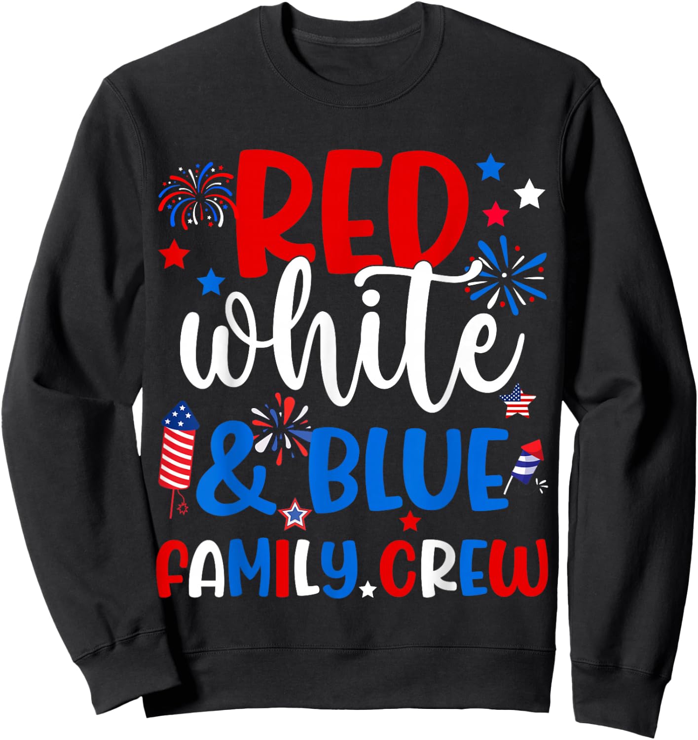 Retro Red White And Blue Family Crew Patriotic 4th Of July Sweatshirt - Sweatshirt | Black