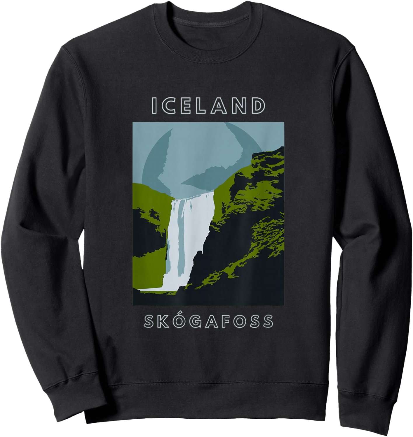 Iceland Skogafoss Waterfall Travel Sweatshirt - Sweatshirt | Black