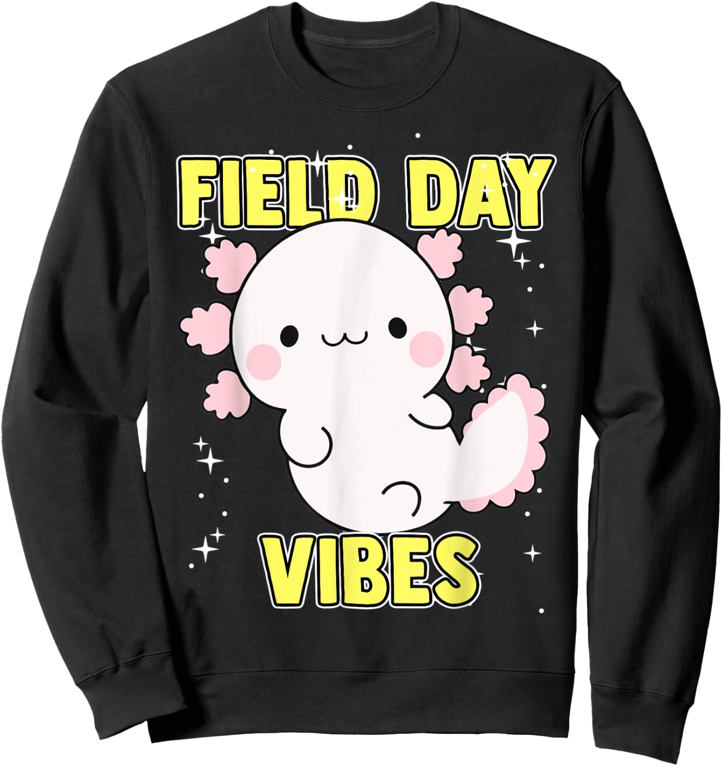 Field Day Vibes Shirt Axolotl Kids Last Day of School Yellow Sweatshirt - Sweatshirt | Black