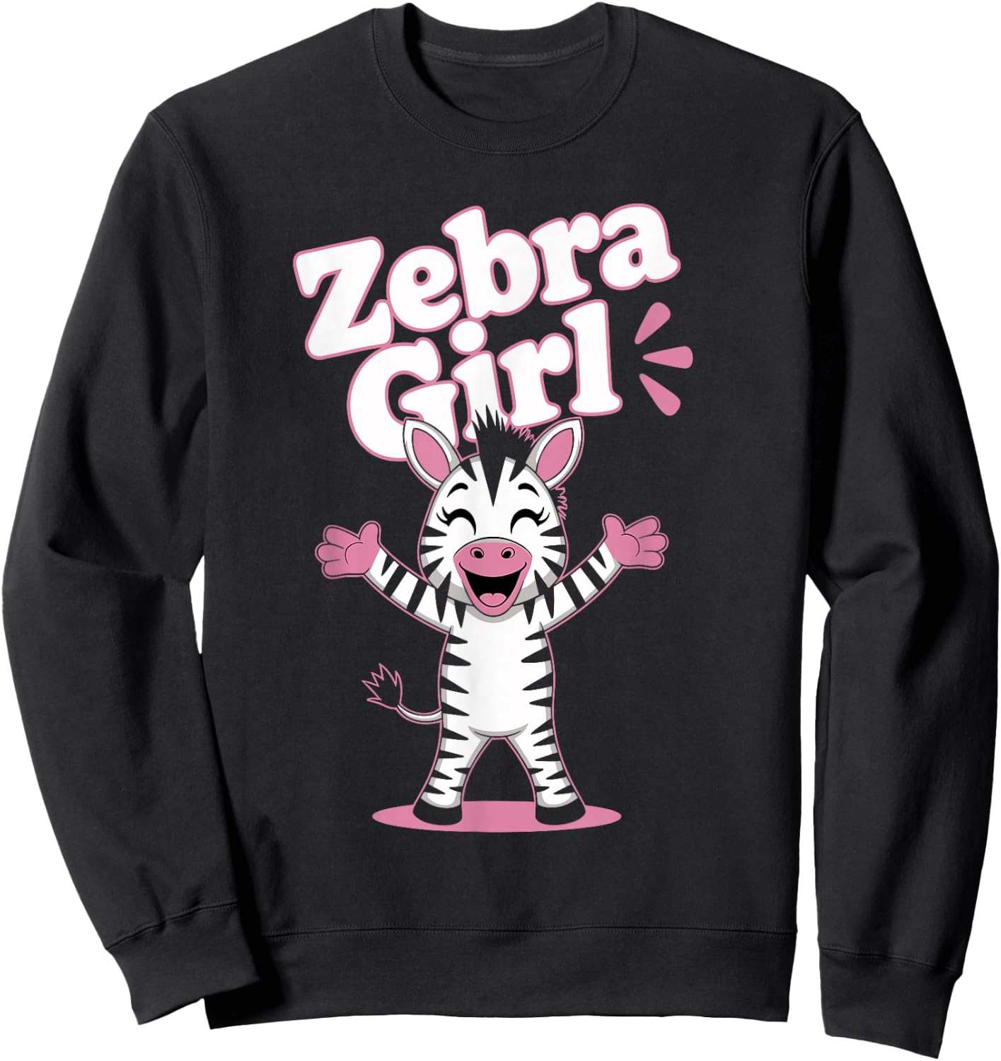 Zebra Girl | Childrens Zebras Product Youth Kids Girls Zebra Sweatshirt - Sweatshirt | Black