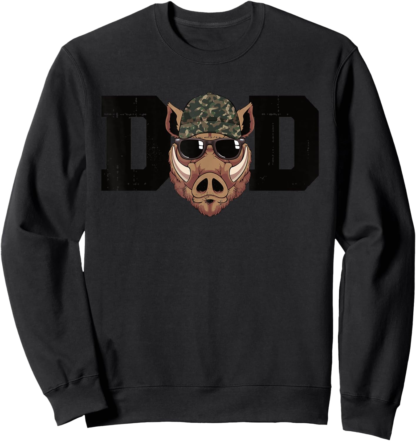 Men Dad Boar Hunter Father's Day Boar Hunting Dad Sweatshirt - Sweatshirt | Black