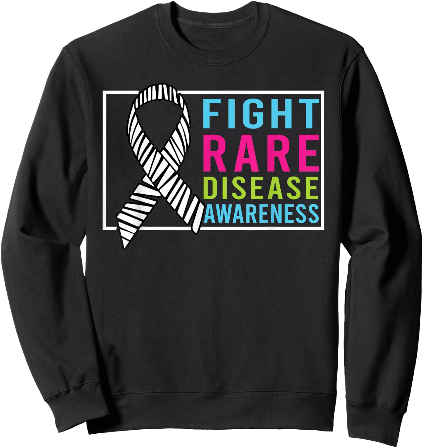 Fight Rare Disease Awareness Day Zebra Ribbon Sweatshirt - Sweatshirt | Black