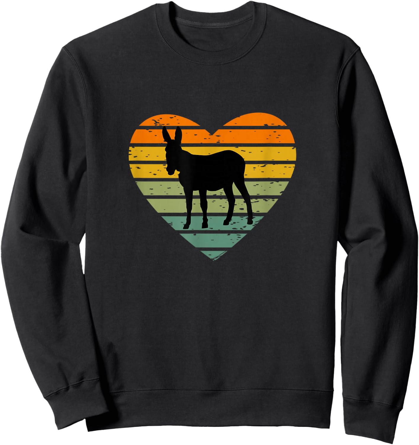 Ich Liebe Esel Retro Herz Silhouette Bauernhof Maultier Sweatshirt - Sweatshirt | Black