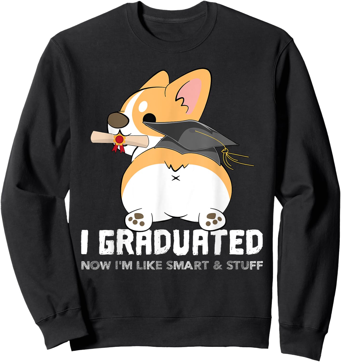 Corgi I Graduated Now I'm Like Smart & Stuff Shirt Gift Sweatshirt - Sweatshirt | Black