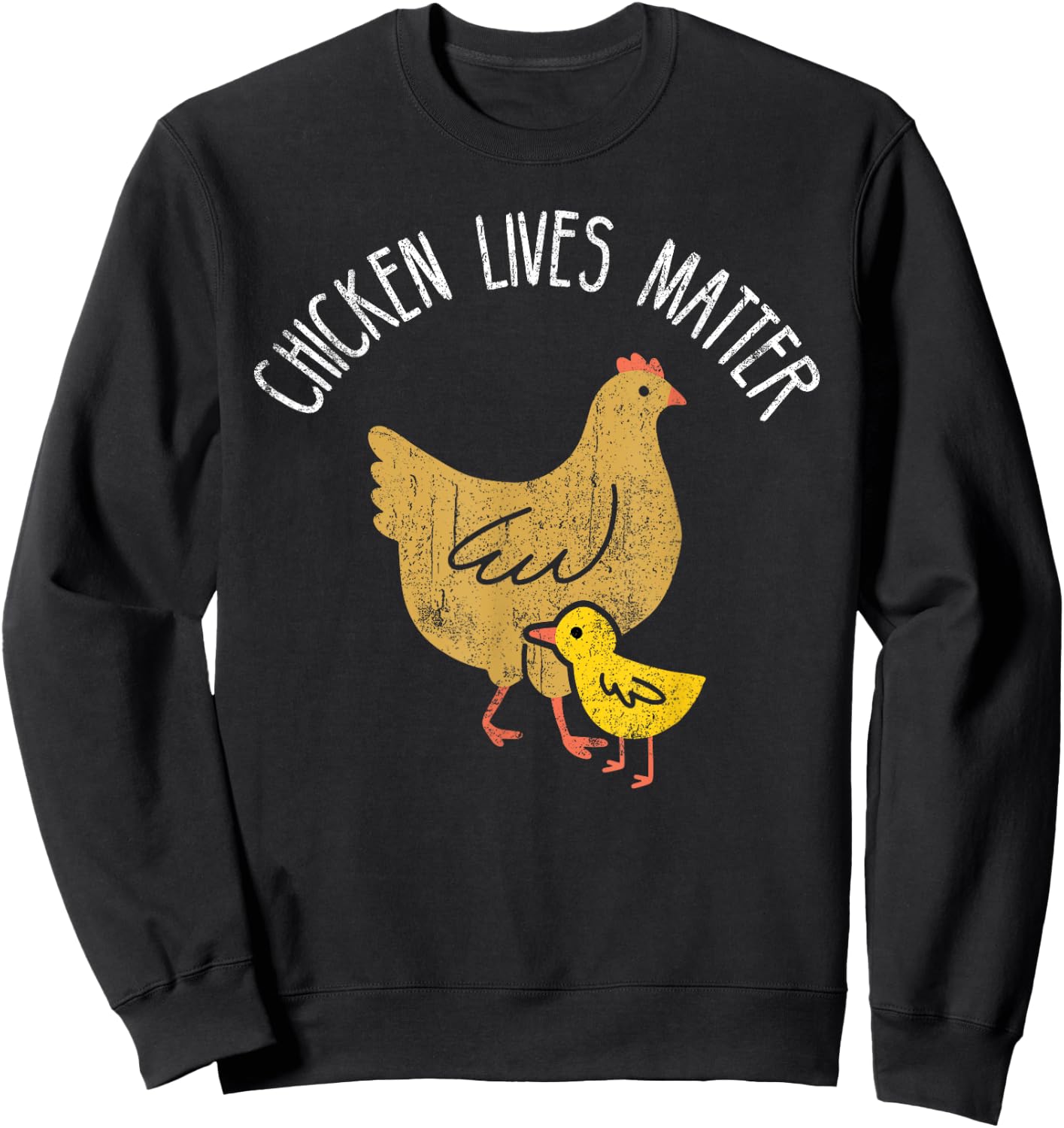 Chicken lives matter cute chicken mom with baby vintage look Sweatshirt - Sweatshirt | Black