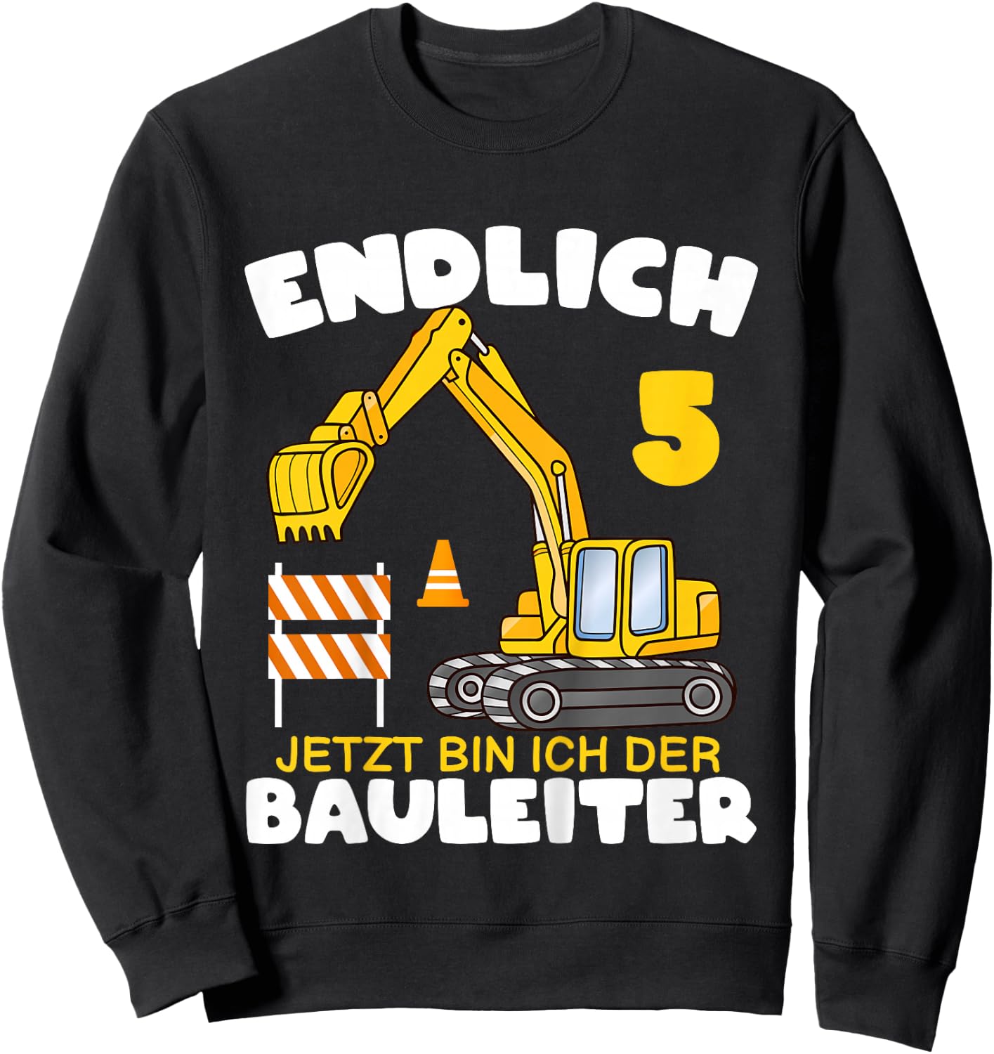 Children's Endlich 5th Birthday Digger 5 Birthday Building Director, black, 80 Sweatshirt - Sweatshirt | Black