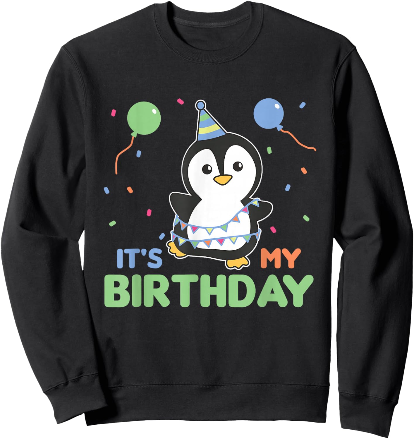 Children's Birthday Penguin It's My Birthday Sweatshirt - Sweatshirt | Black