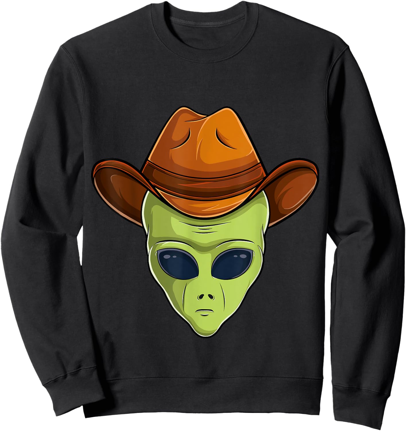 alien face cowboy hat costume Halloween kids UFO cosplay men Sweatshirt - Sweatshirt | Black