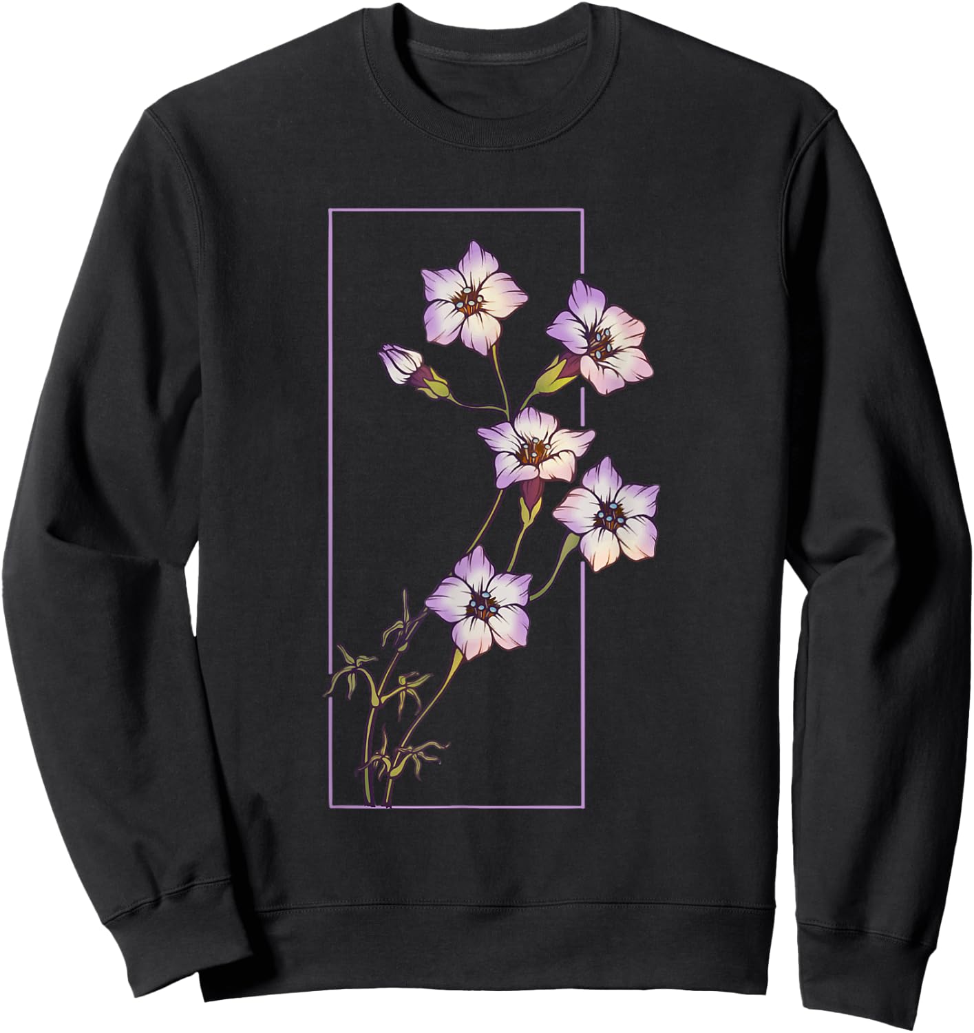 Floral Flower Bird's Eyes Gilia Tricolor Wildflower Sweatshirt - Sweatshirt | Black