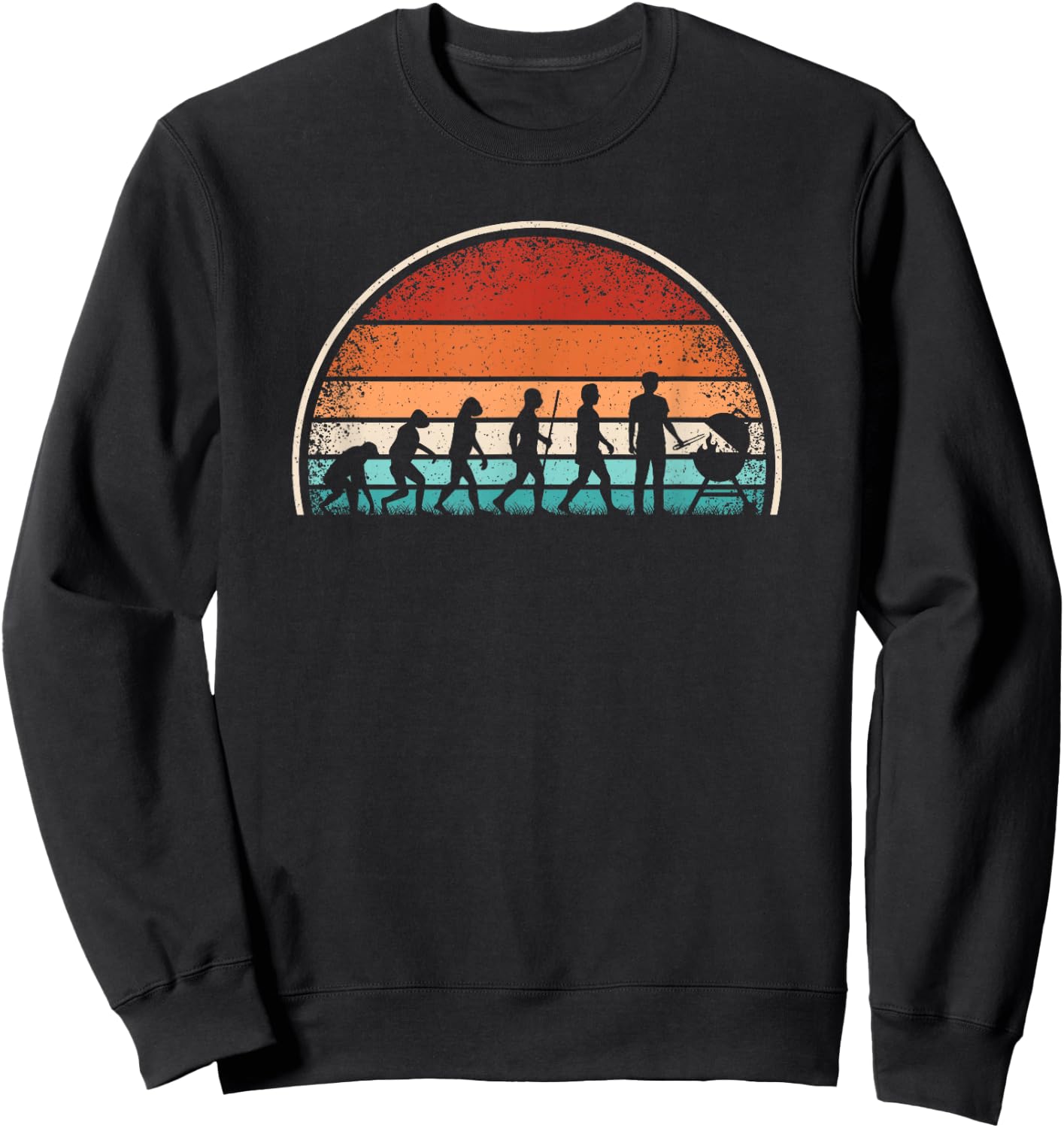 Evolution Grilling Funny BBQ Retro Grill Barbecue Men Sweatshirt - Sweatshirt | Black