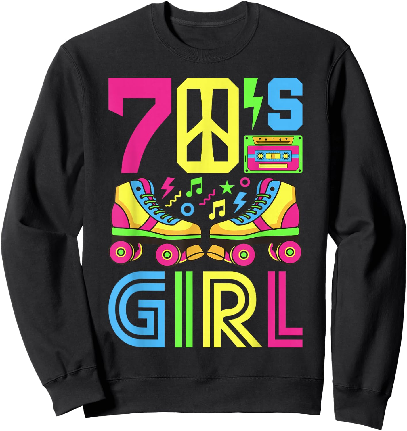 70s Girl 70s Outfit 70s Costume 70s Party 70s , black Sweatshirt - Sweatshirt | Black