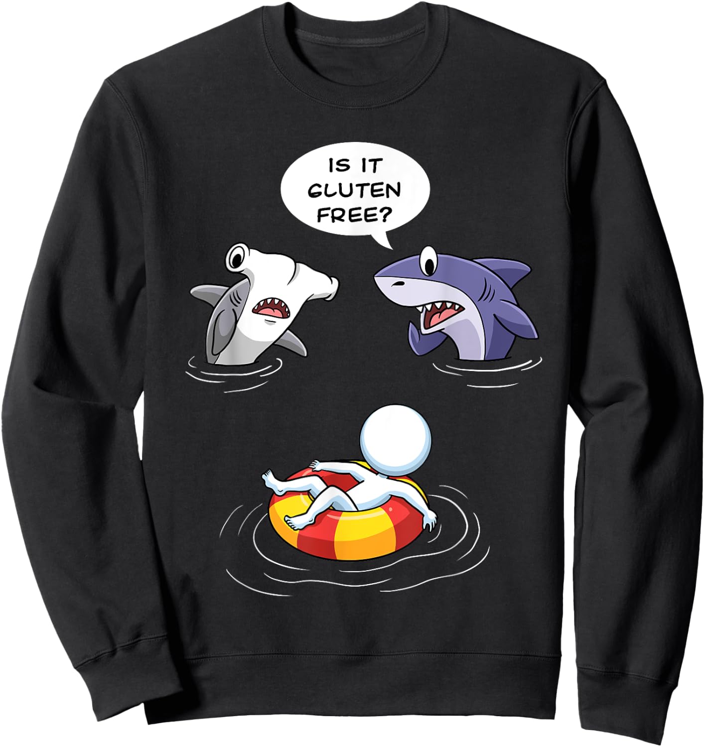 Is it Gluten Free Funny Shark Gluten Allergy Celiac Disease Sweatshirt - Sweatshirt | Black