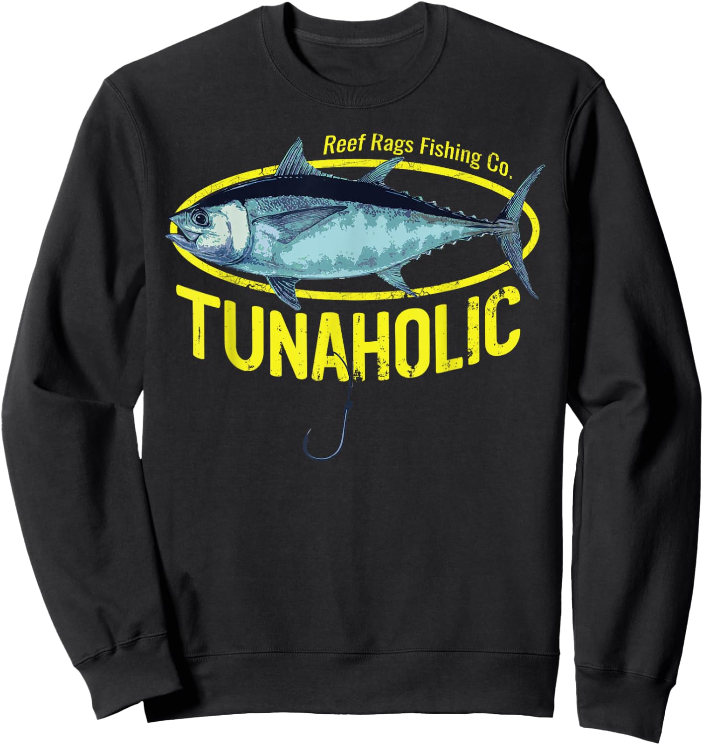 Reef Rags Tunaholic Deep Sea Saltwater Tuna Fishing Sweatshirt - Sweatshirt | Black