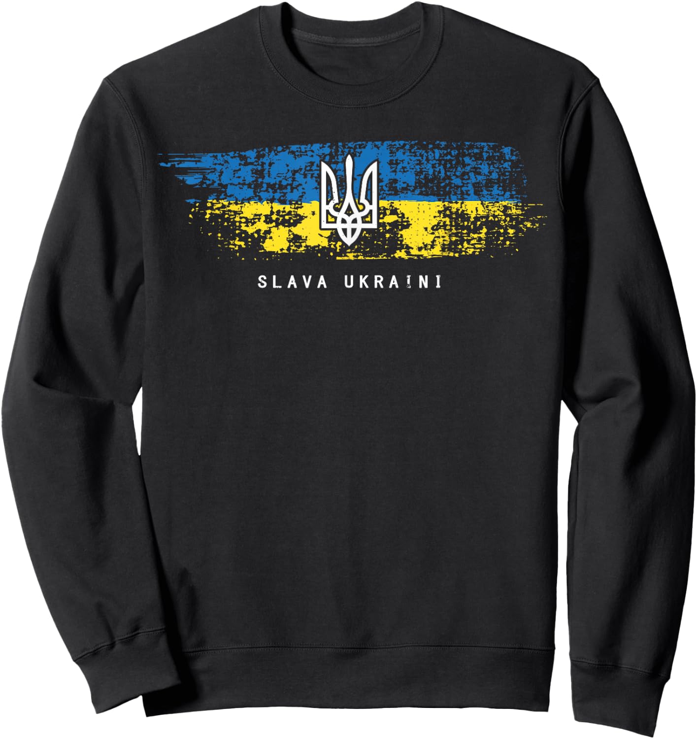 Slava Ukraini Shirt Ukrainian Flag Tryzub Military , black Sweatshirt - Sweatshirt | Black