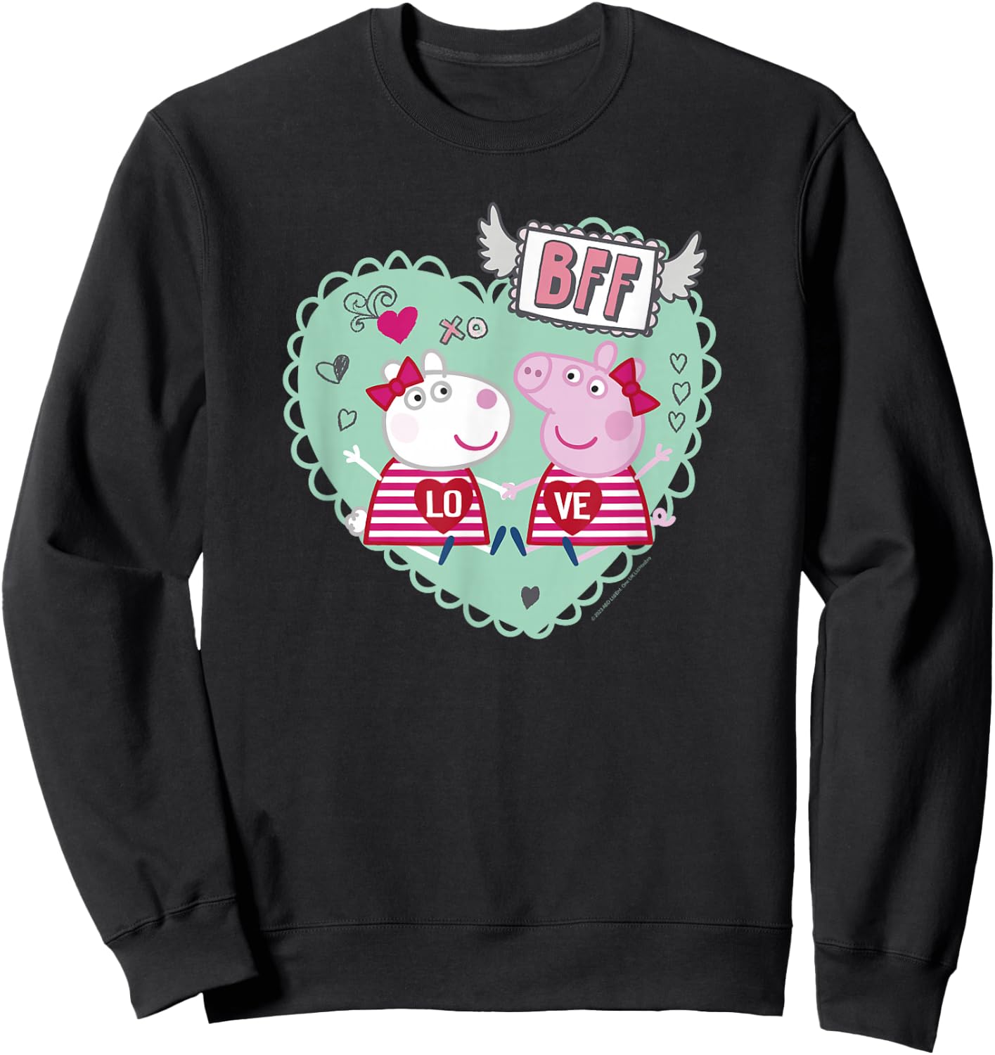 Peppa Pig Valentine's Day BFF Love Peppa & Suzy Heart Stamp Sweatshirt - Sweatshirt | Black